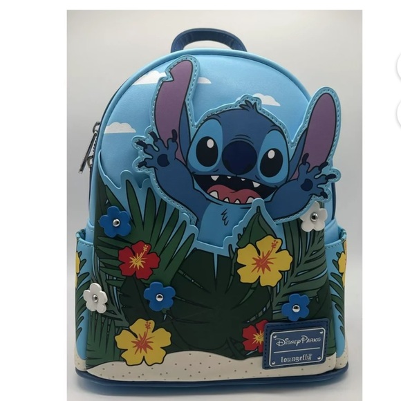 NWT STITCH TROPICAL FLORAL DISNEY LOUNGEFLY